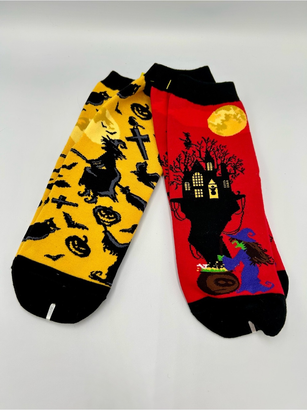 Halloween Witch Socks - Yellow & Red two pairs